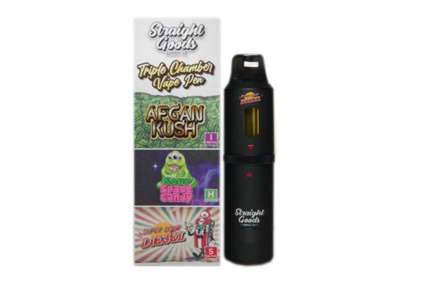 Straight Goods Triple Chamber Vape – Afghan Kush + Sour Space Candy + Super Sour Diesel (3 Grams + 3 Grams + 3 Gram)