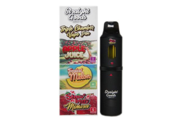 Straight Goods Triple Chamber Vape – Apple Juice + Tropical Melon + Strawberry Mimosa (3 Grams + 3 Grams + 3 Gram)