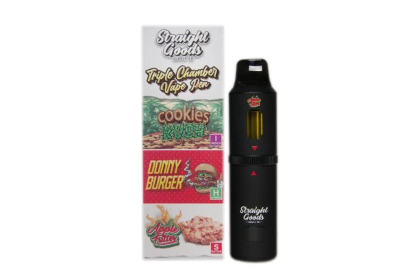 Straight Goods Triple Chamber Vape – Cookies Kush + Donny Burger + Apple Fritter (3 Grams + 3 Grams + 3 Gram)