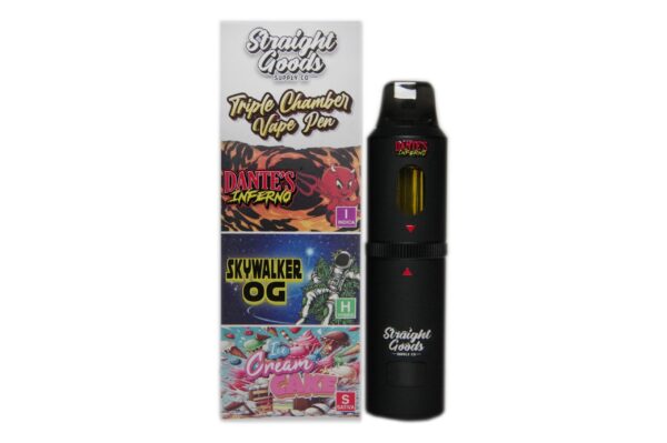 Straight Goods Triple Chamber Vape – Dante’s Inferno + Skywalker OG + Ice Cream Cake (3 Grams + 3 Grams + 3 Gram)