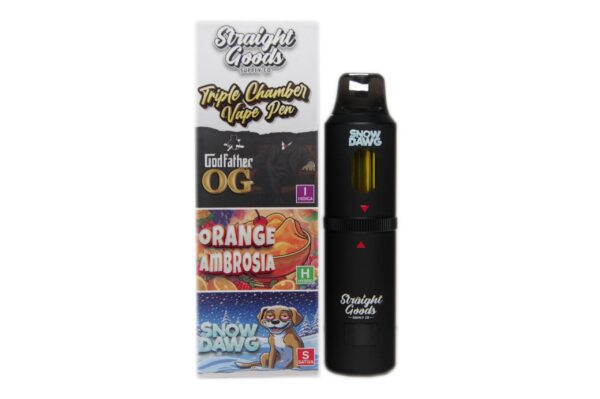 Straight Goods Triple Chamber Vape – Godfather OG + Orange Ambrosia + Snow Dawg (3 Grams + 3 Grams + 3 Gram)