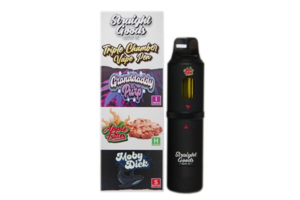 Straight Goods Triple Chamber Vape – Grand Daddy Purp + Apple Fritter + Moby Dick (3 Grams + 3 Grams + 3 Gram)