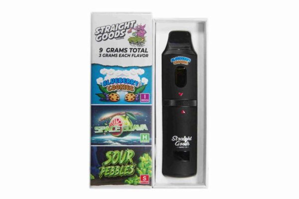 Straight Goods Triple Chamber Vape – Blueberry Cookies + Space Guava + Sour Pebbles (3 Grams + 3 Grams + 3 Gram)