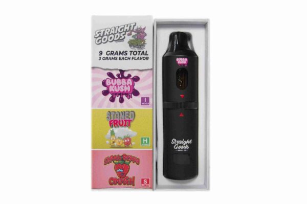 Straight Goods Triple Chamber Vape – Bubba Kush + Strawberry Cough + Stoned Fruit (3 Grams + 3 Grams + 3 Gram)