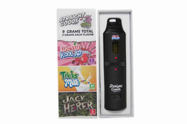 Straight Goods Triple Chamber Vape – Cherry Kool Aid + Jack Herer + Tricks Milk (3 Grams + 3 Grams + 3 Gram)