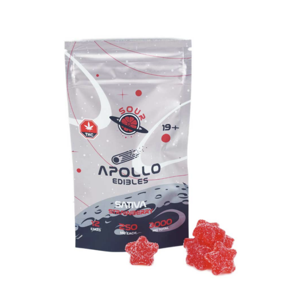 Apollo Edibles – Sour Peach Shooting Stars 3000mg THC Indica